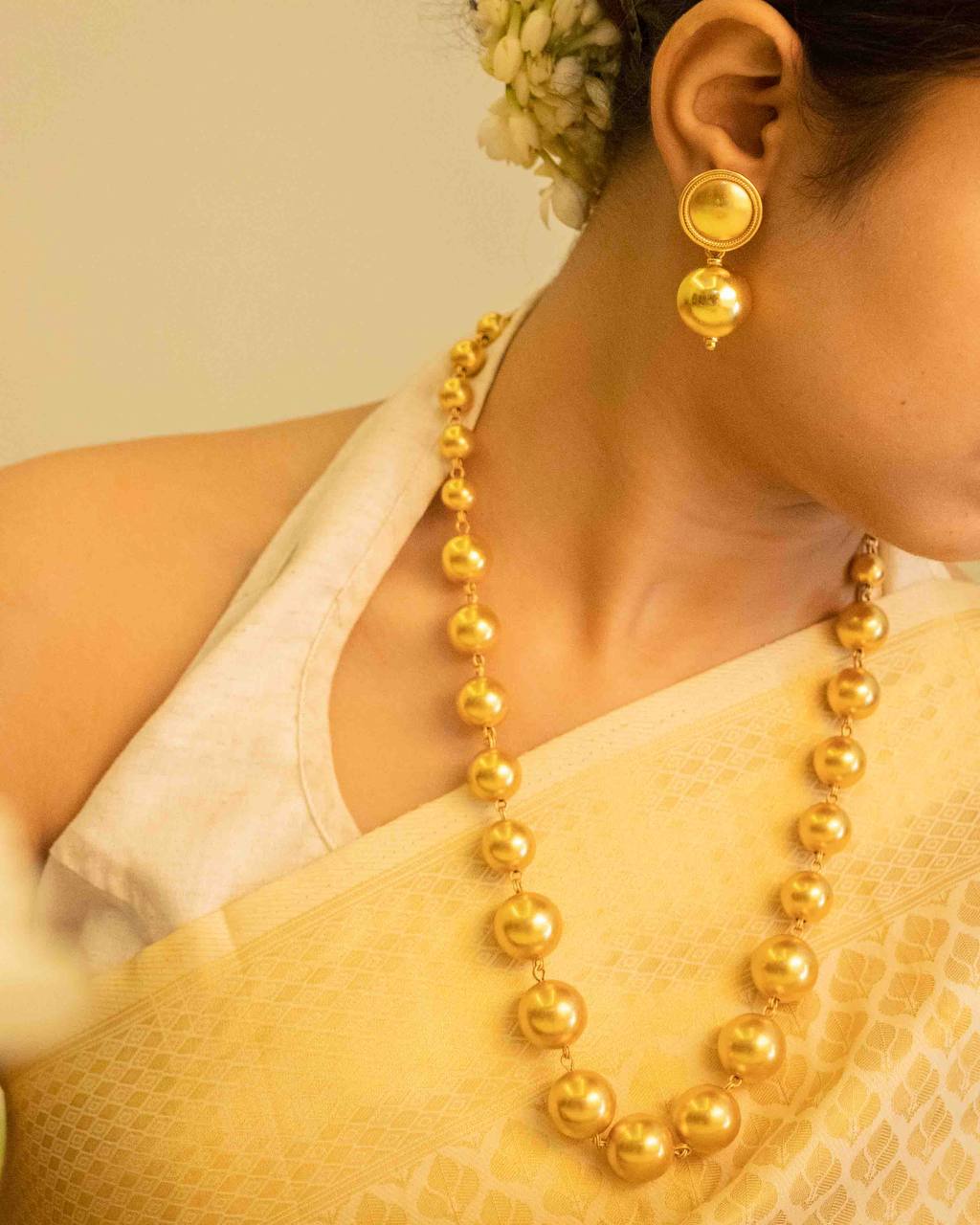 Adya Timeless Gold Plated Ball Necklace Set