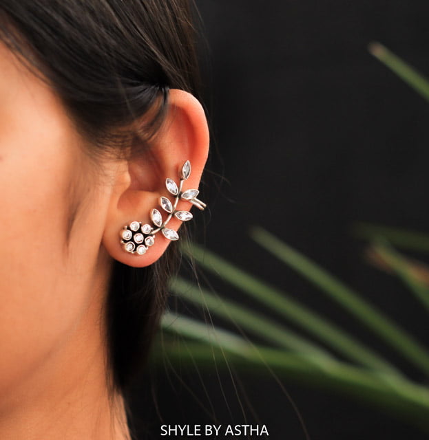 Adya Mini Flower Leaf Zircon Ear Cuff