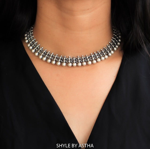 Moh Silver Ball Antique Choker