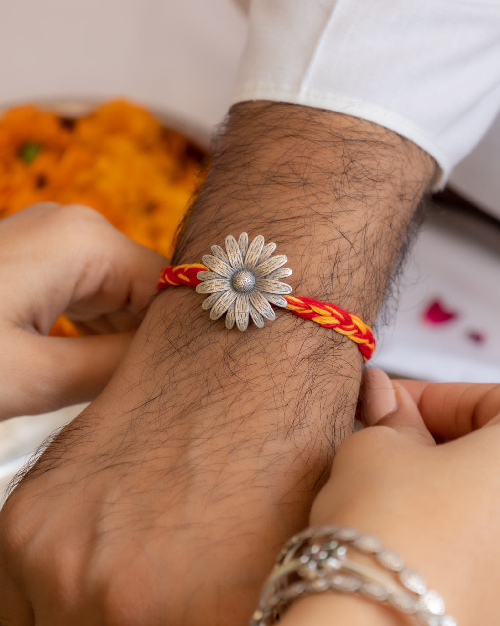 Moh Intricate Sunflower Brooch cum Moli Rakhi