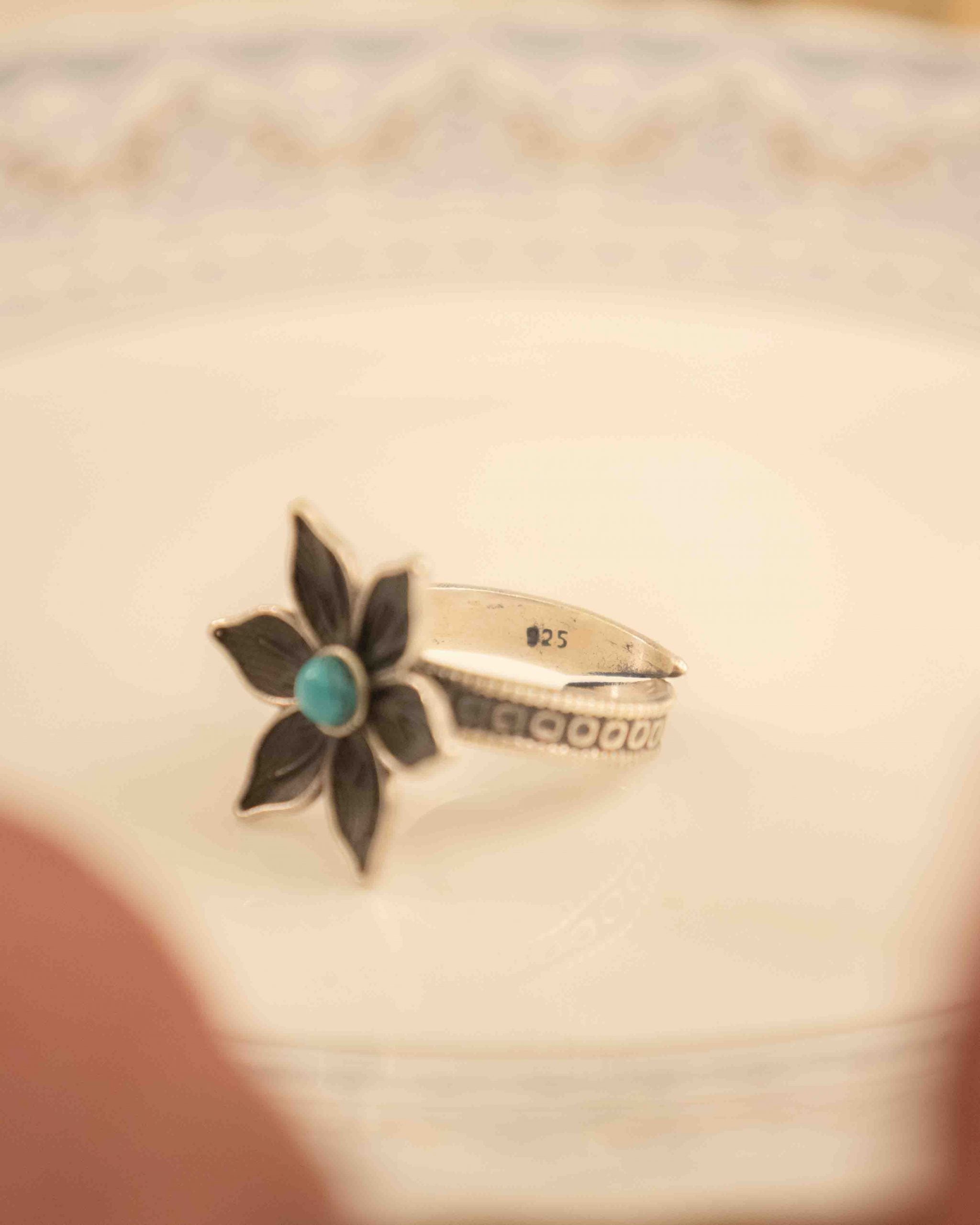 Moh Intricate Turquoise Flower Ring