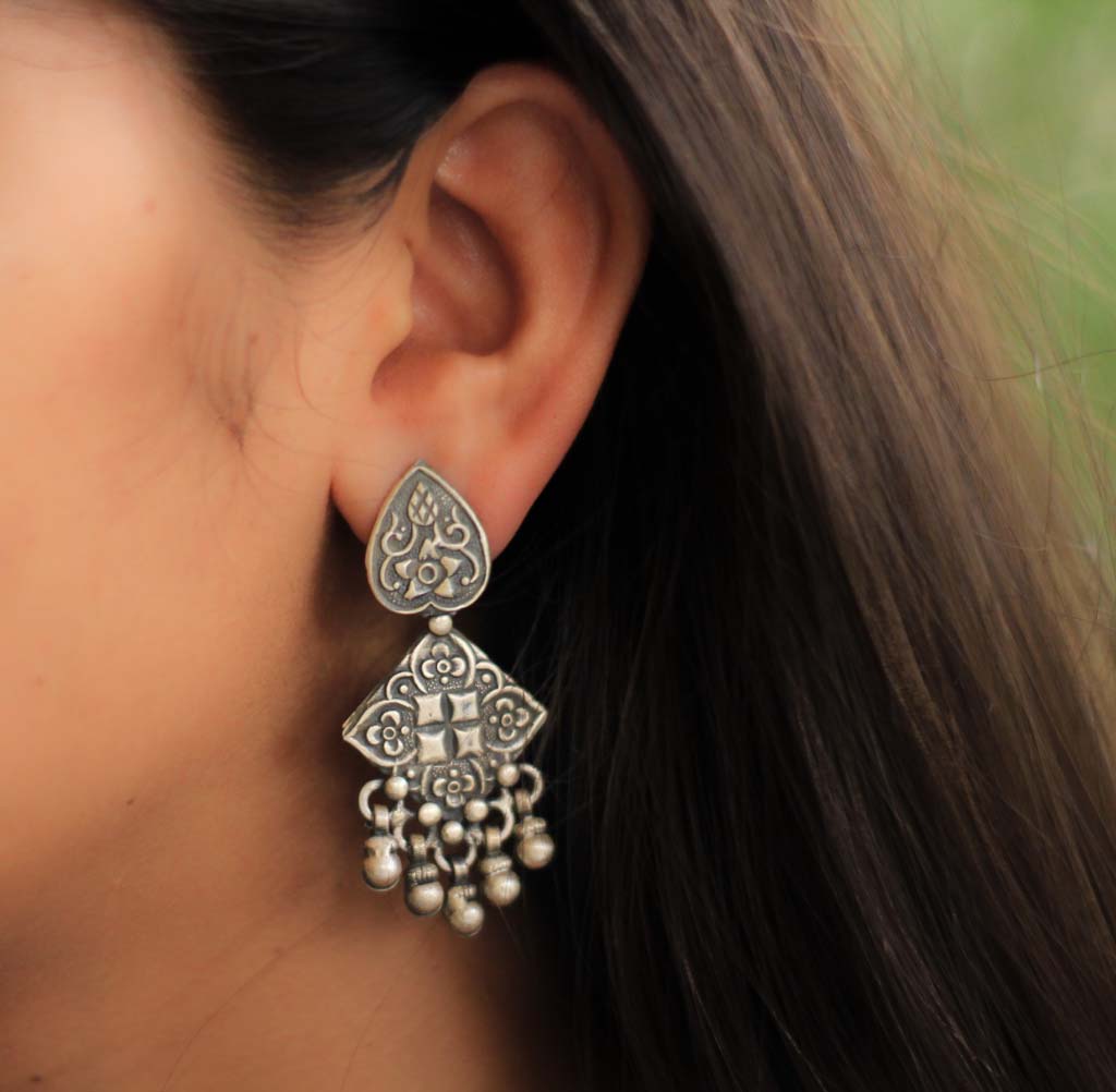 Anvaya Pan Motif Rangoli Art Earrings