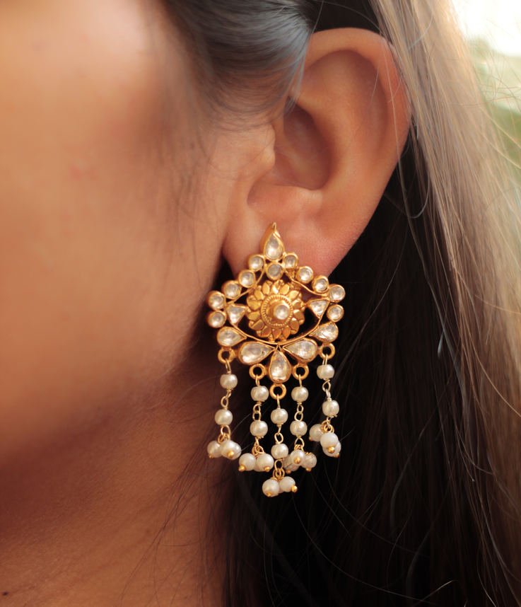 Tattva Gold Plated Kundan Earrings