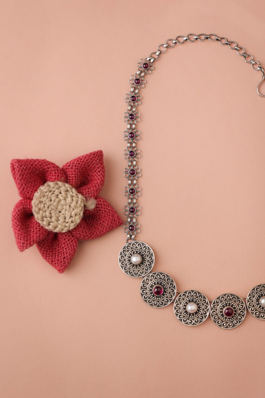 Adya Intricate Sequence Flora Jadau Necklace