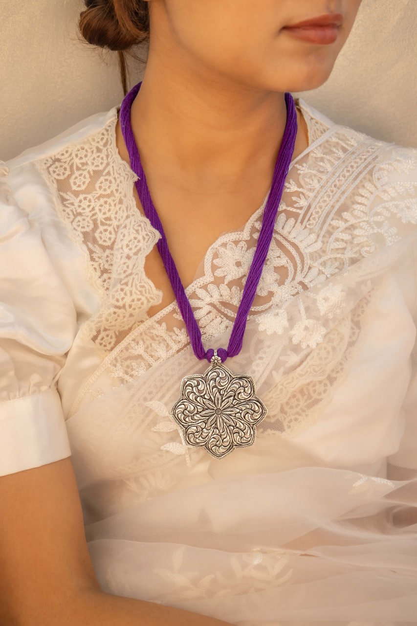 Anvaya Flower Carved Dori Necklace