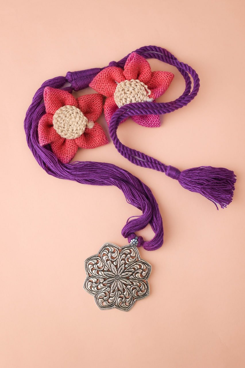 Anvaya Flower Carved Dori Necklace