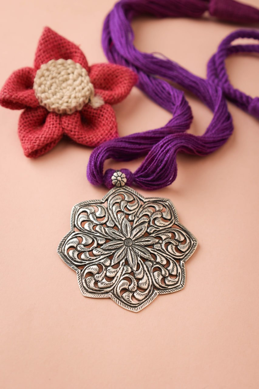 Anvaya Flower Carved Dori Necklace