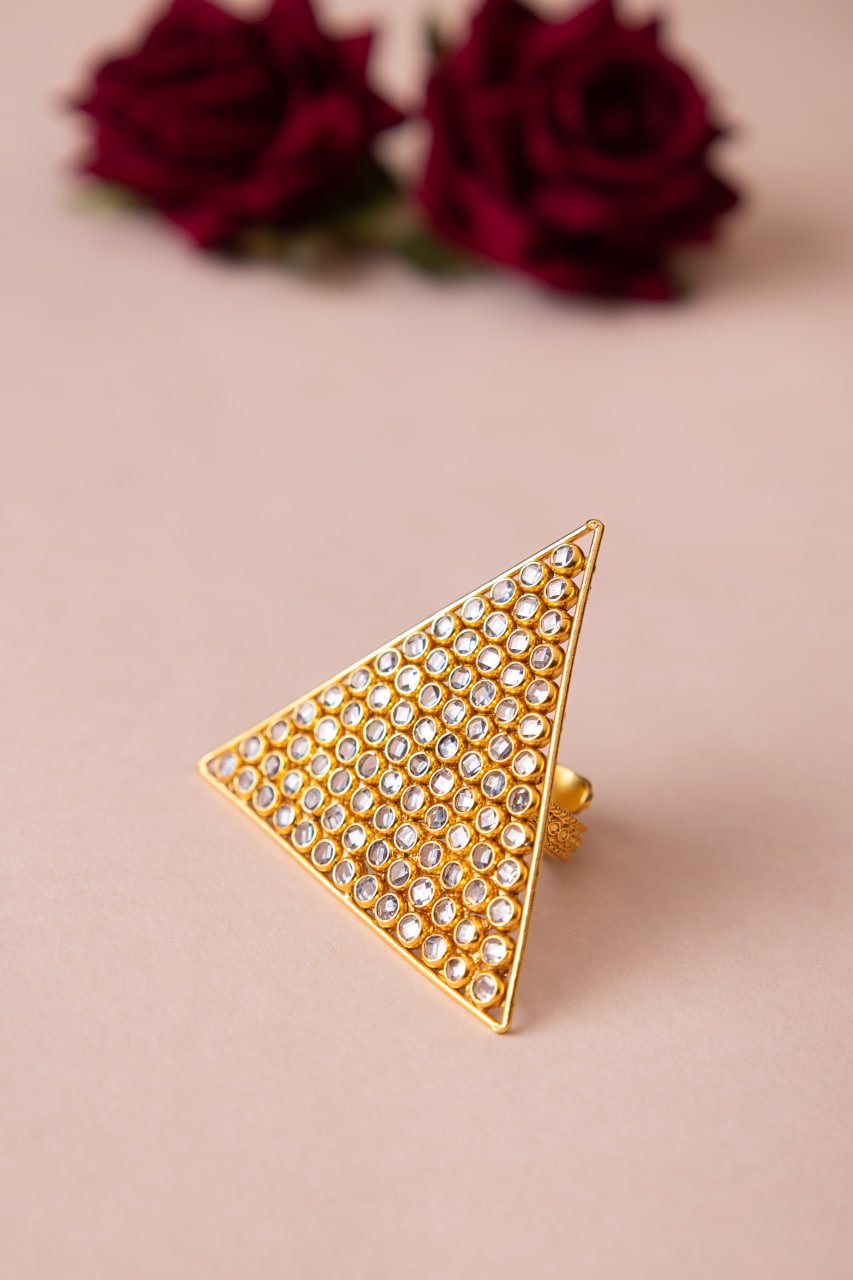 Essence Scintillating Triangle Gold Cocktail Ring