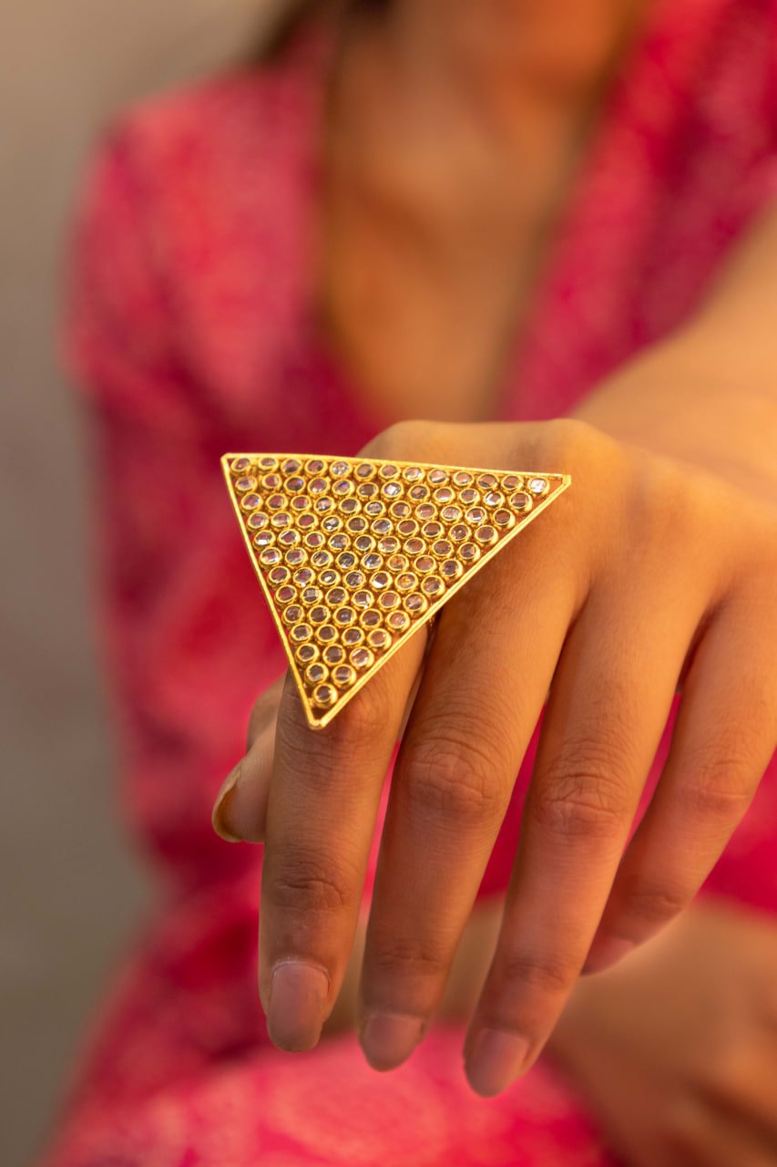 Essence Scintillating Triangle Gold Cocktail Ring