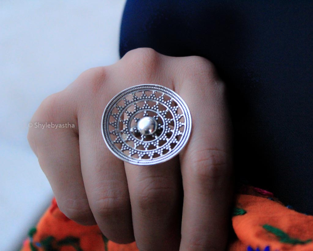 Moh Carved Circular Ring