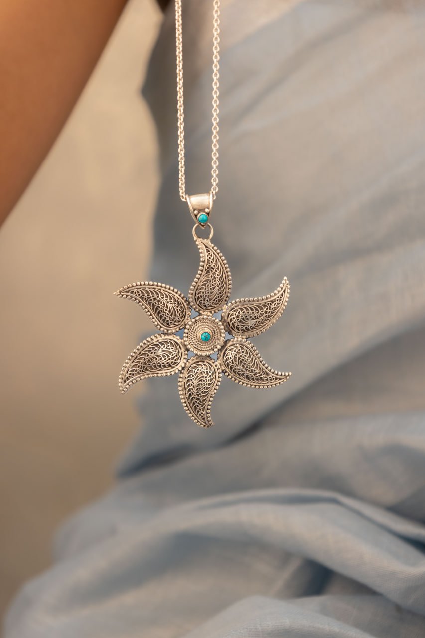 Mizoya Intricate Blossom Flower Pendant