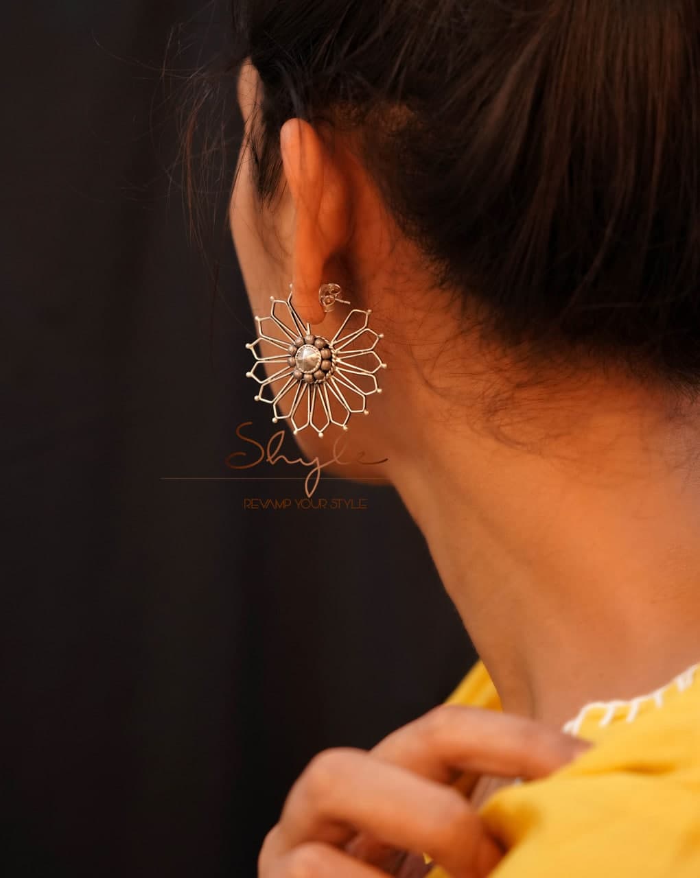 Moh Carved Petal Sunflower Hoops model