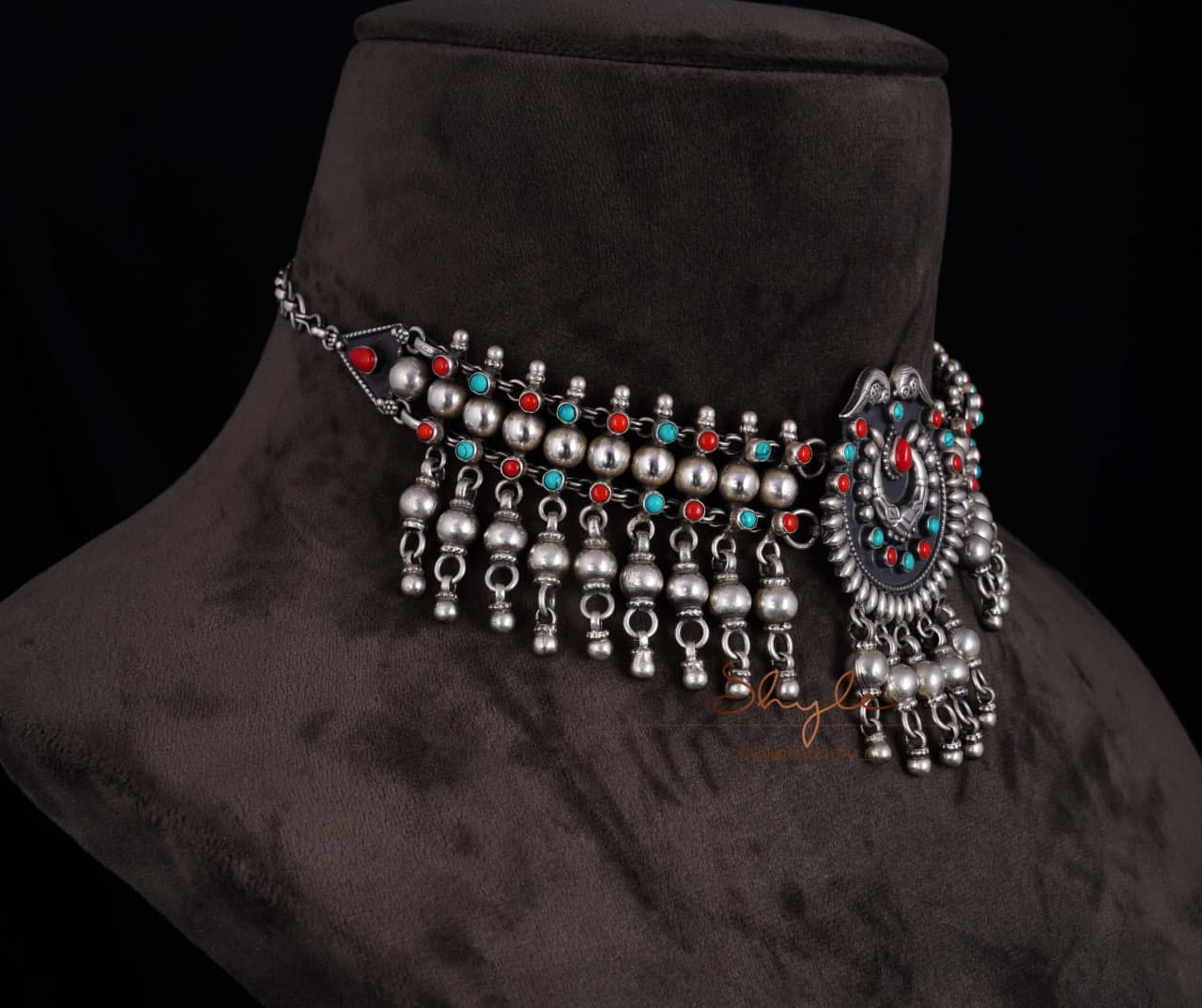 Tattva Jadau Turquoise Coral Ghughri Ball Choker