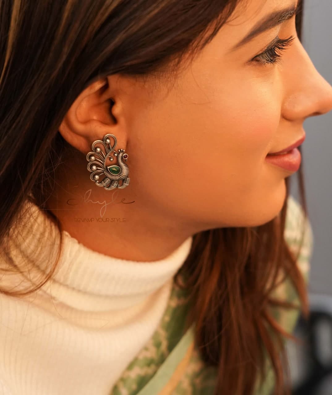 Adya Intricate Dancing Peacock Studs