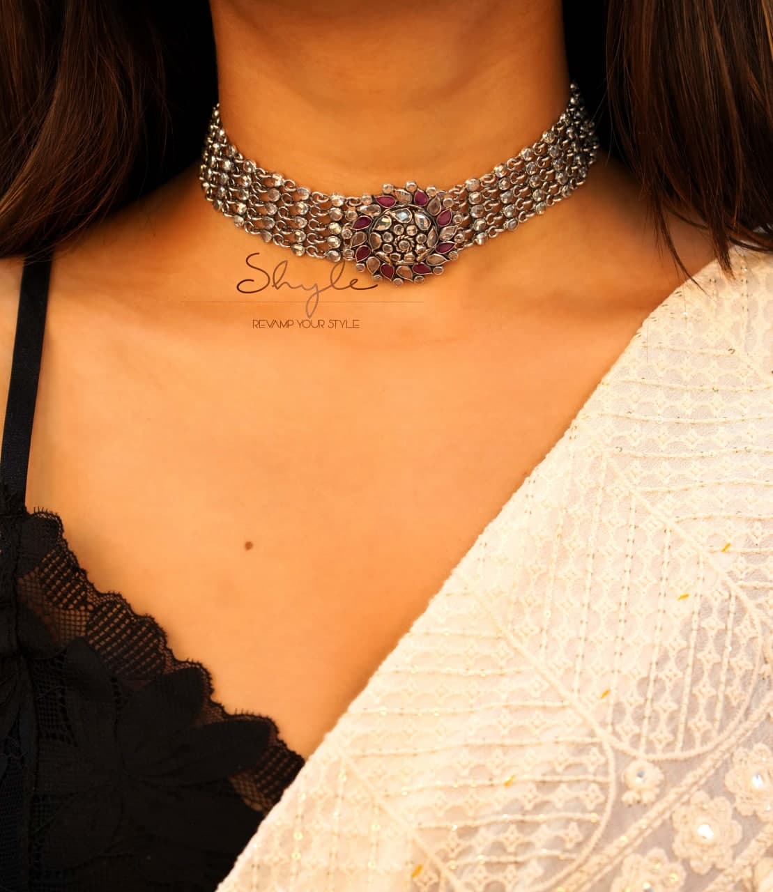 Essence Embossed Motif Scintillating Statement Choker