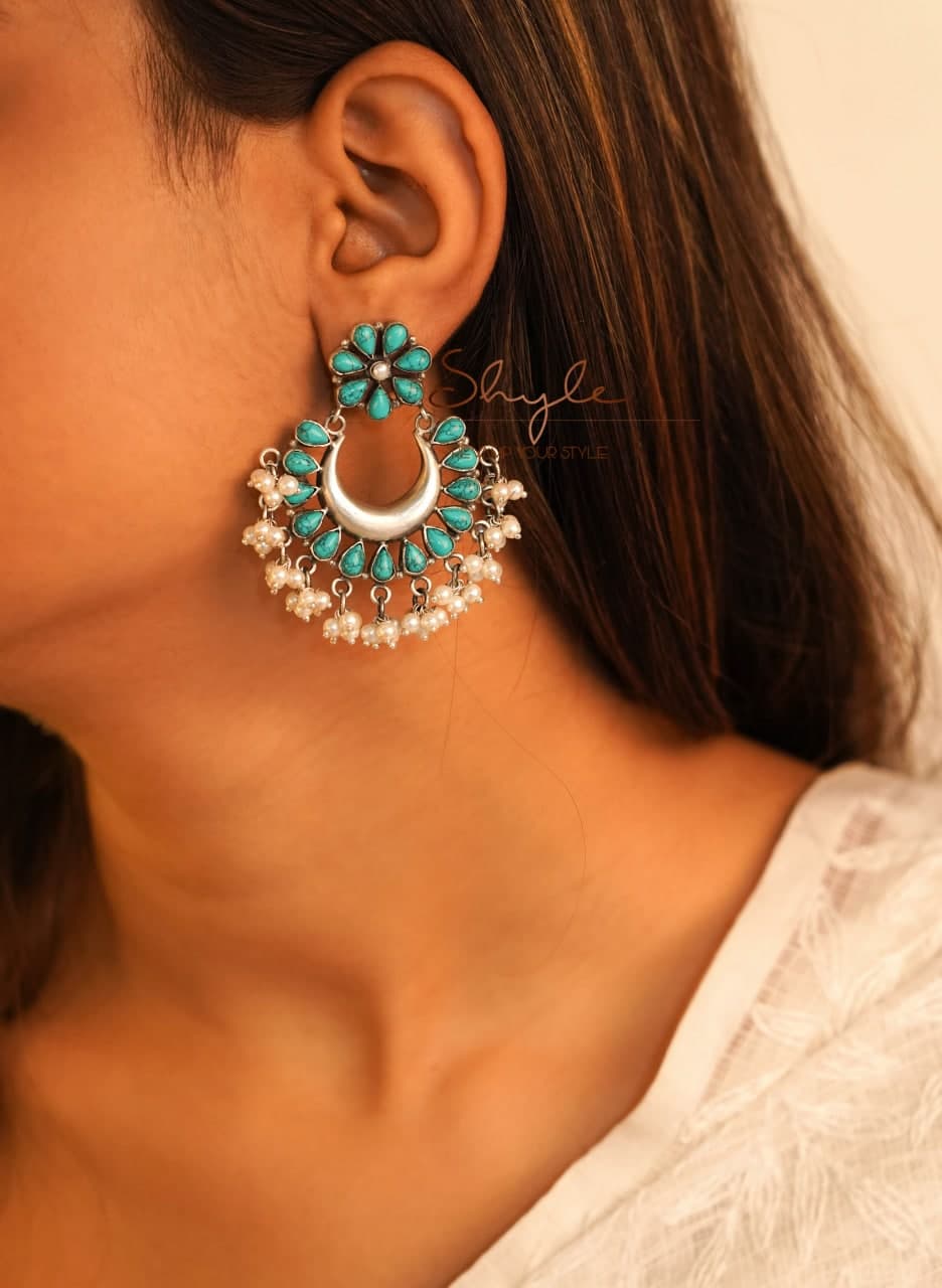 Tattva Turquoise Pearl Timeless Chandbali