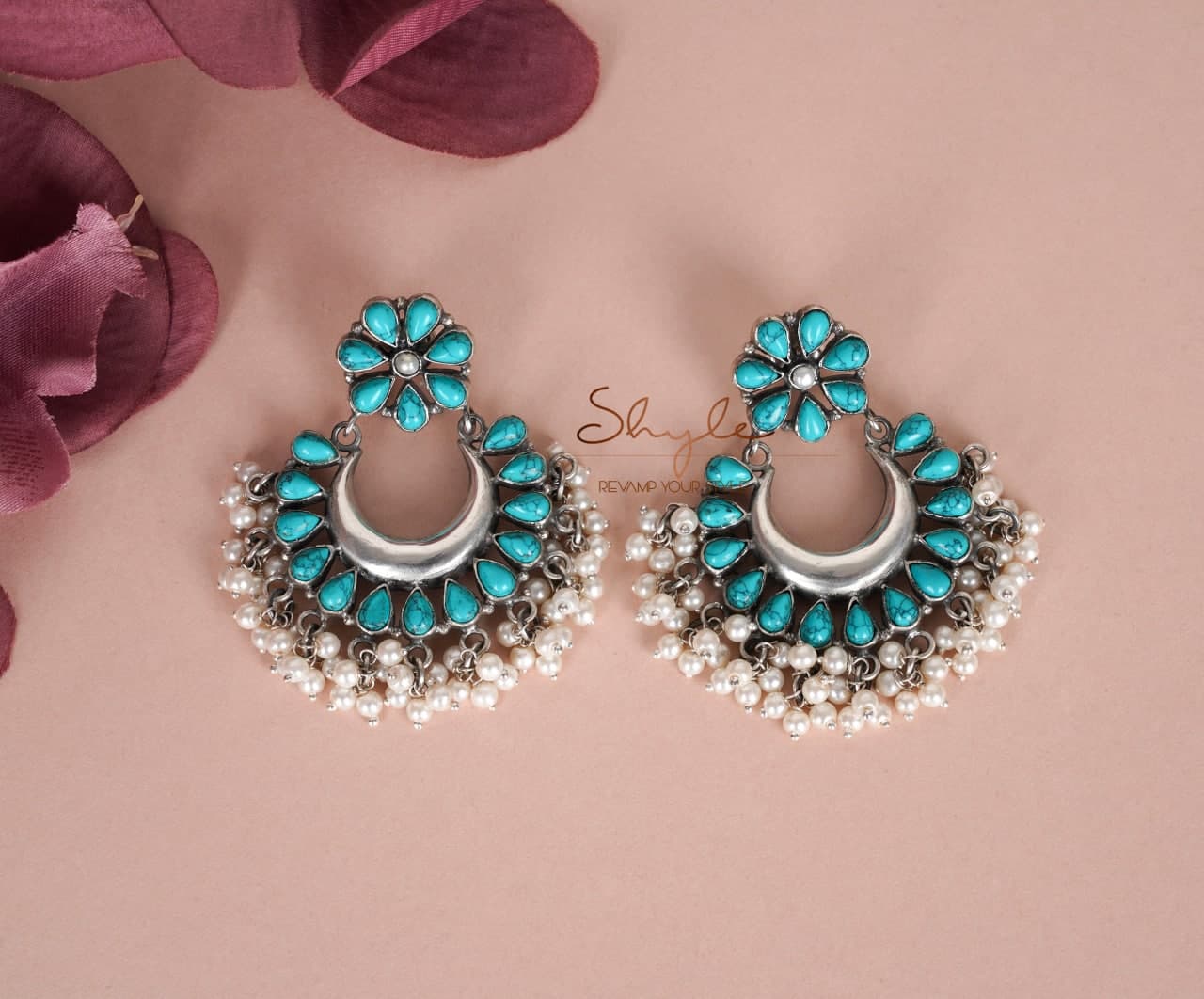 Tattva Turquoise Pearl Timeless Chandbali