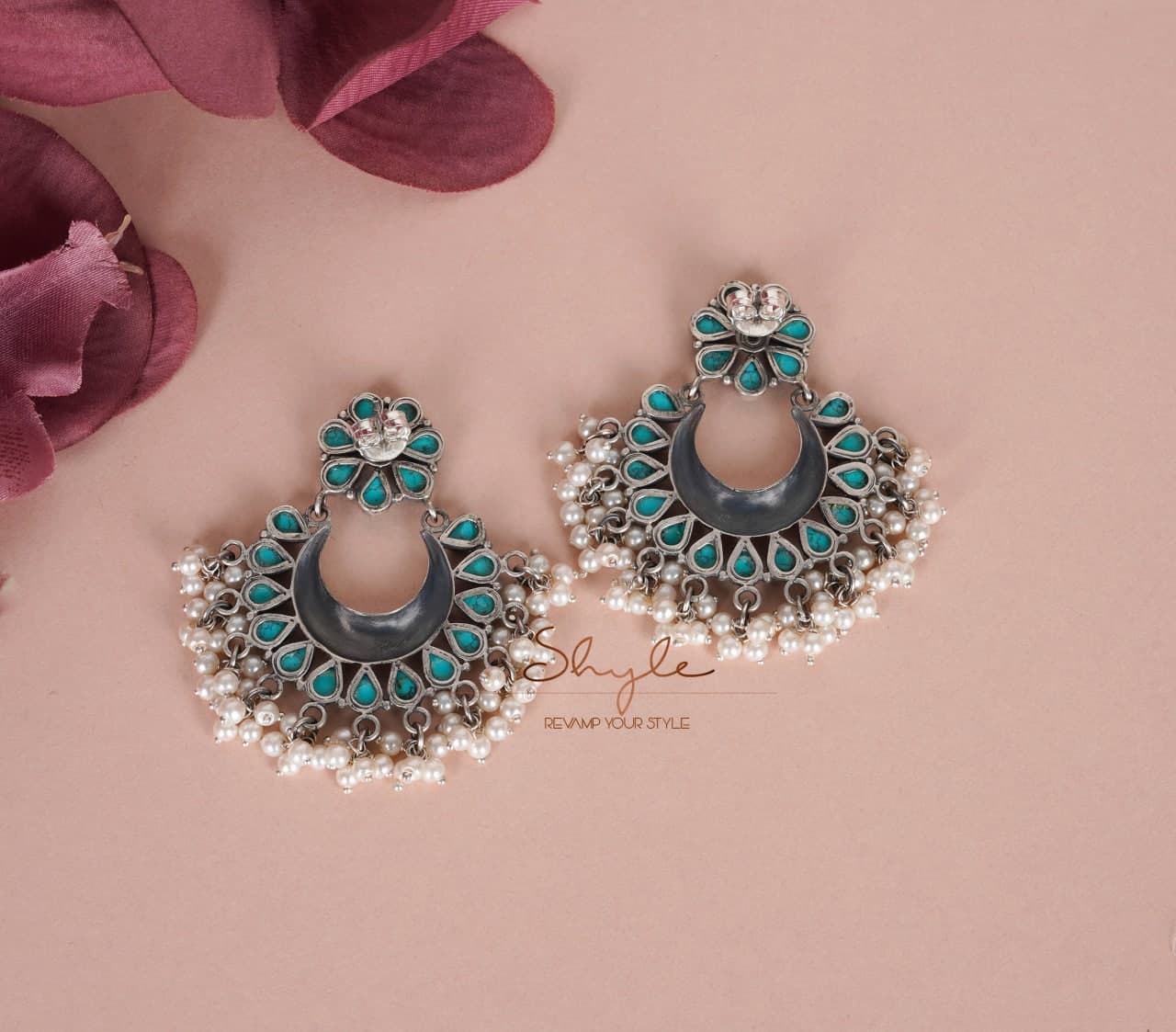 Tattva Turquoise Pearl Timeless Chandbali