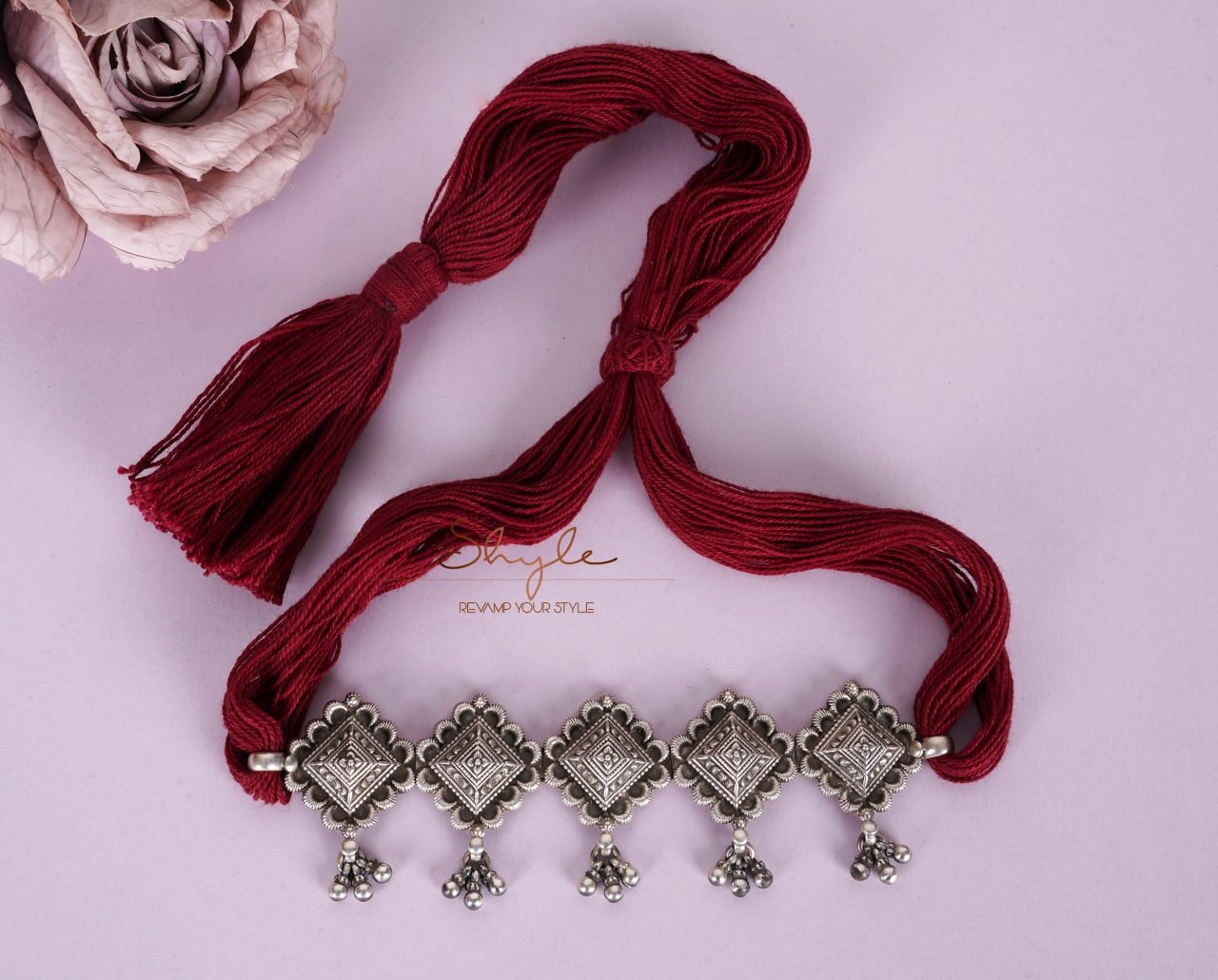 Mizoya Embossed Motif Ghughri Sequence Choker