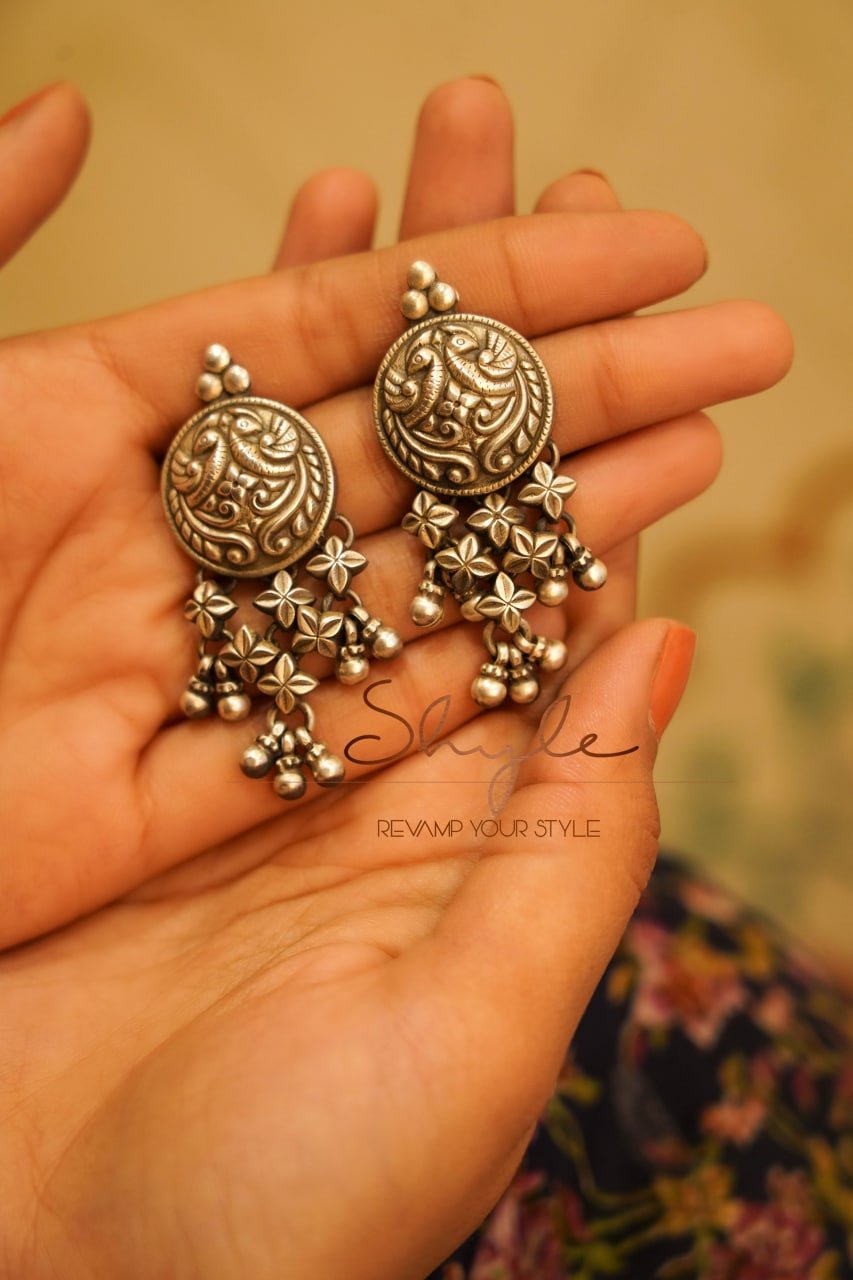 Mizoya Peacock Motif Jali Ghughri Earring