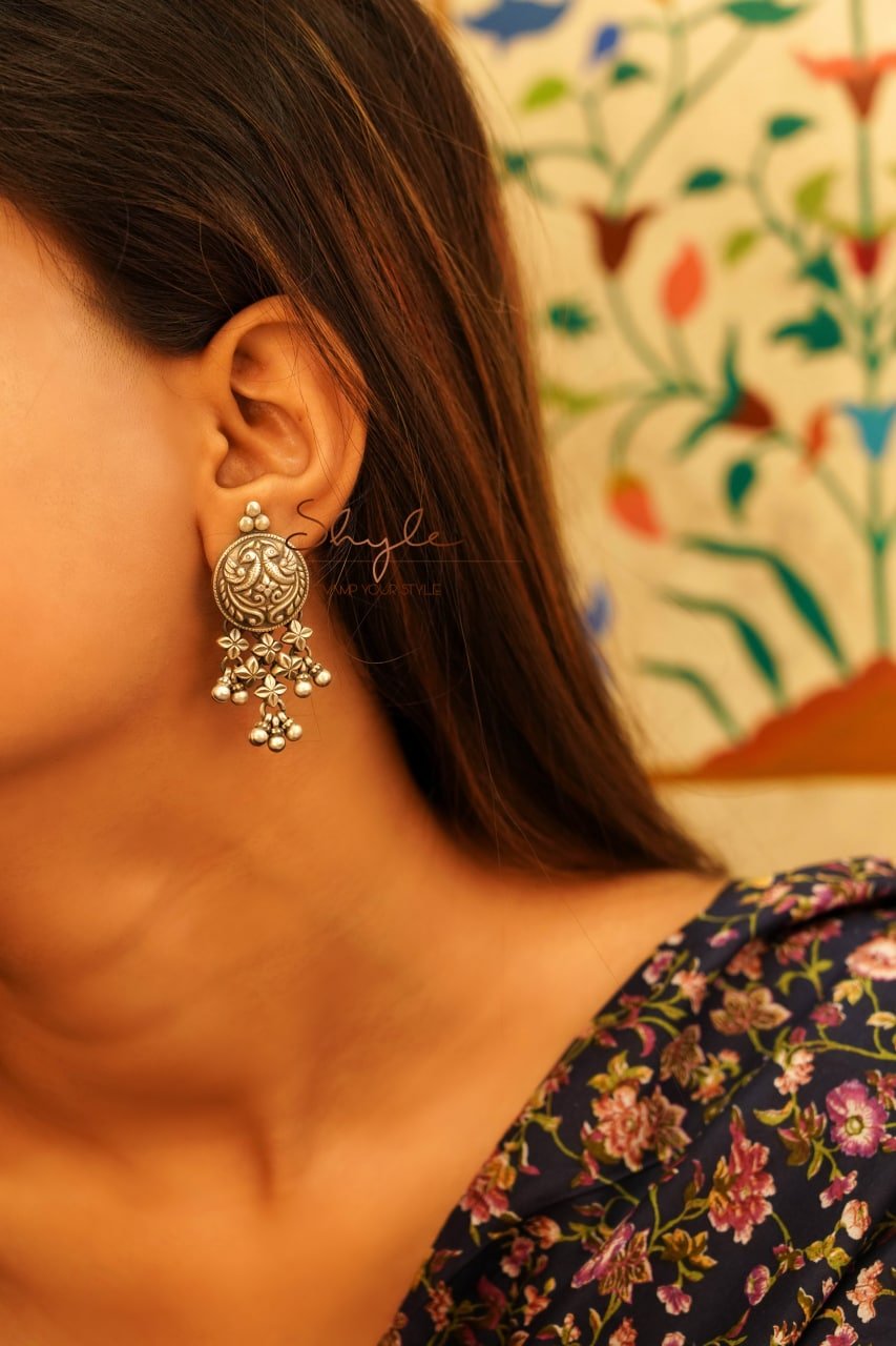 Mizoya Peacock Motif Jali Ghughri Earring