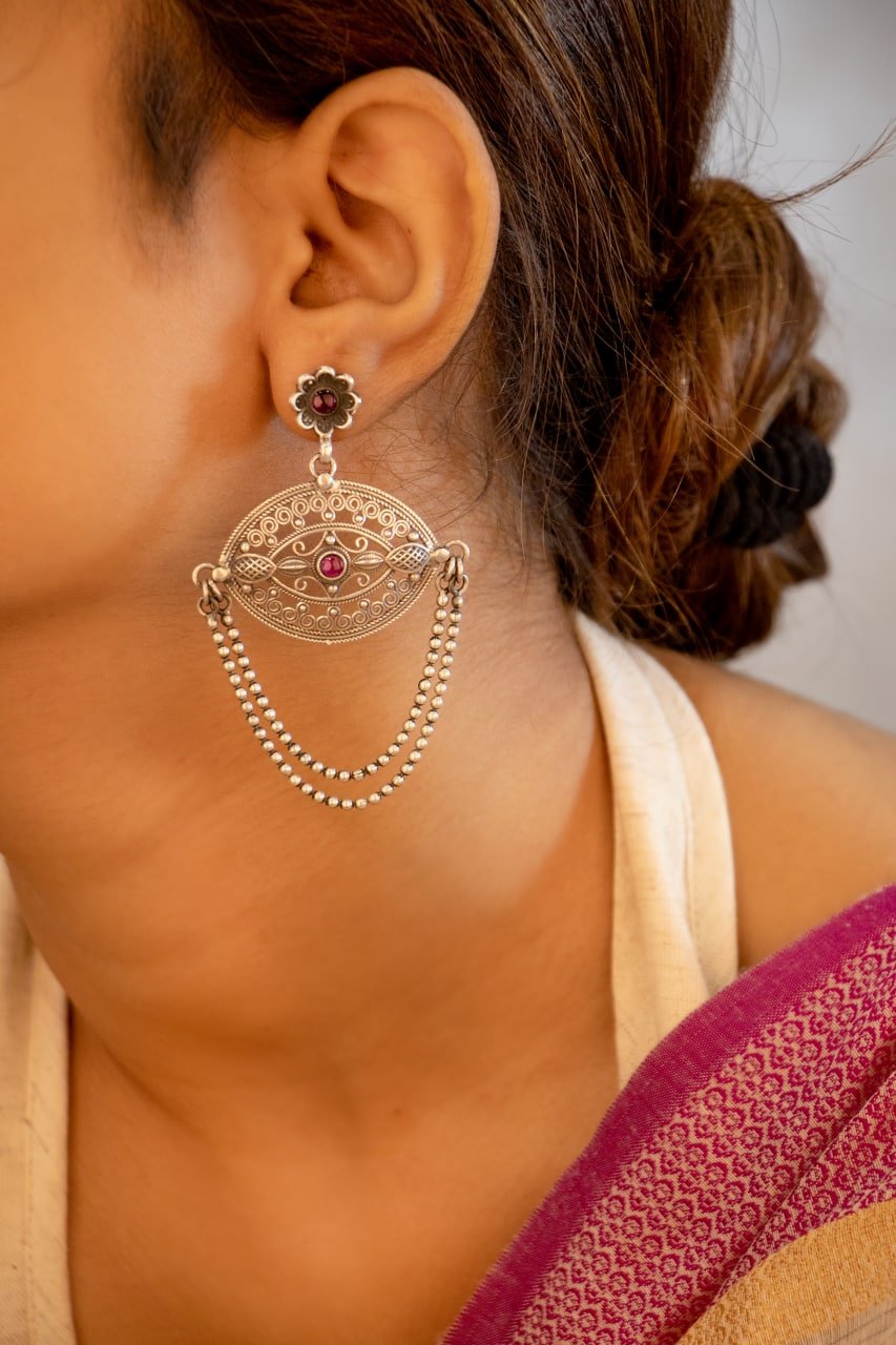 Mizoya Layered Drop Intricate Earrings