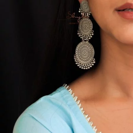 Anvaya Intricate Triple Layered Timeless Earrings model