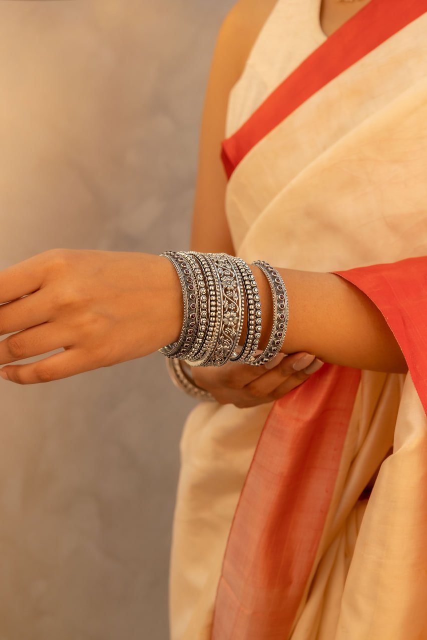 Gold Plated Bangles Set with Stone